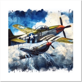 Fantasy illustration of WWII aircraft in battle Posters and Art